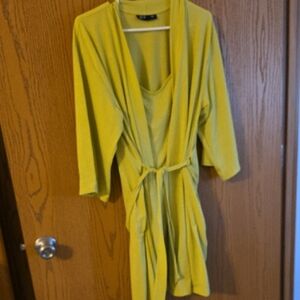 INC International Concepts Sparkling Lime Green Nightgown With Robe NWOT